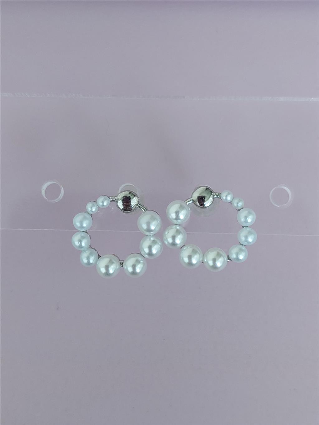 Özel Seri Rodyum Halka İnci Silver Küpe+i