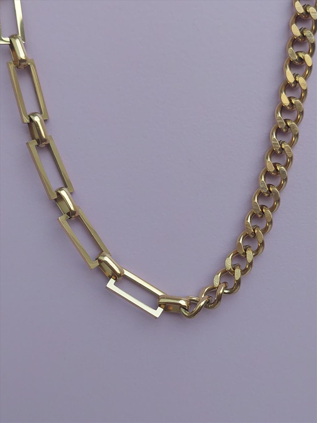 ÇELİK Geçmeli Çift Model Gold Kolye+i