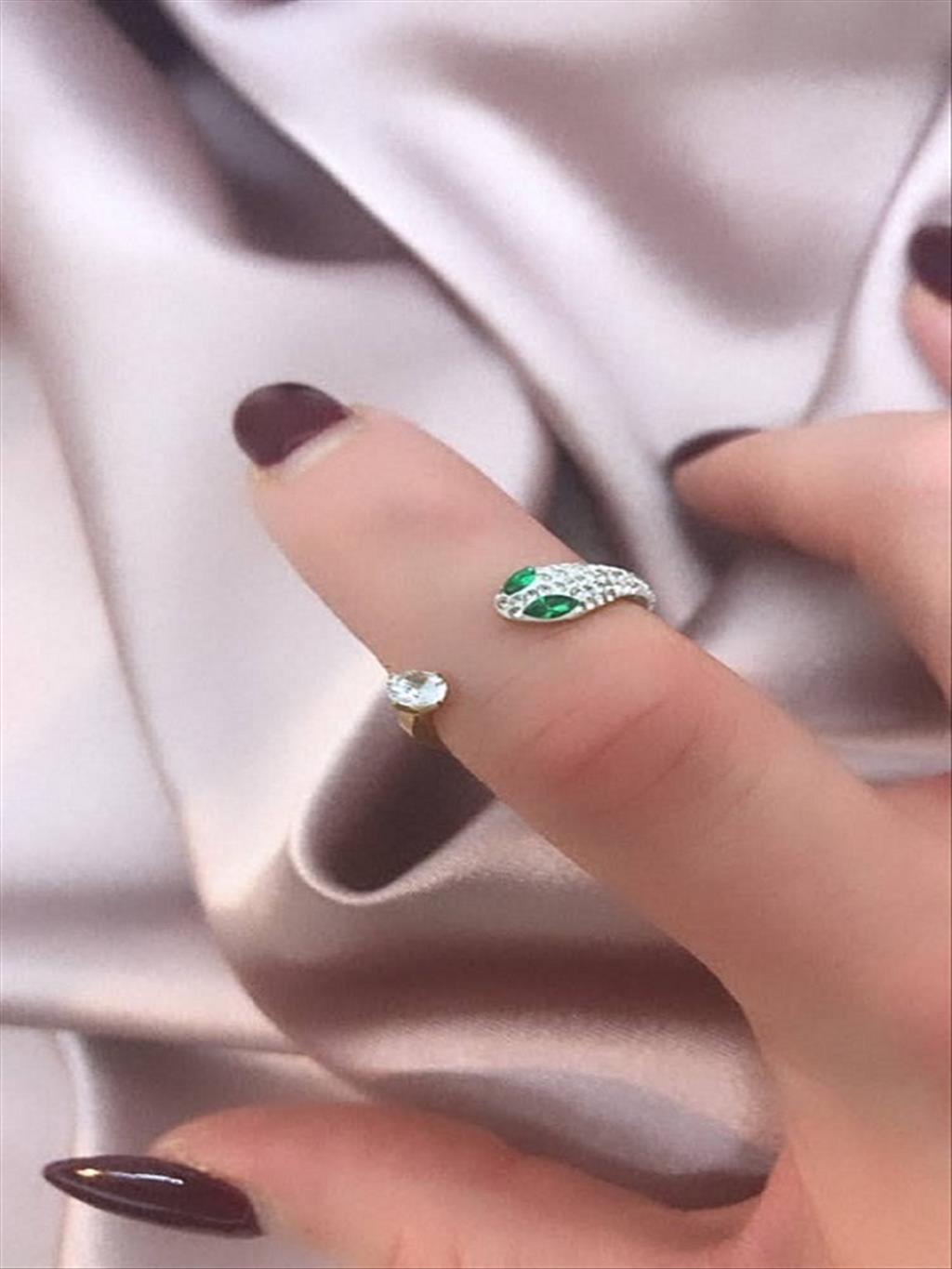 ÇELİK Snake Silver Zirkon Yüzük (Size: 16-17-18 arası ayarlanabilir)+i