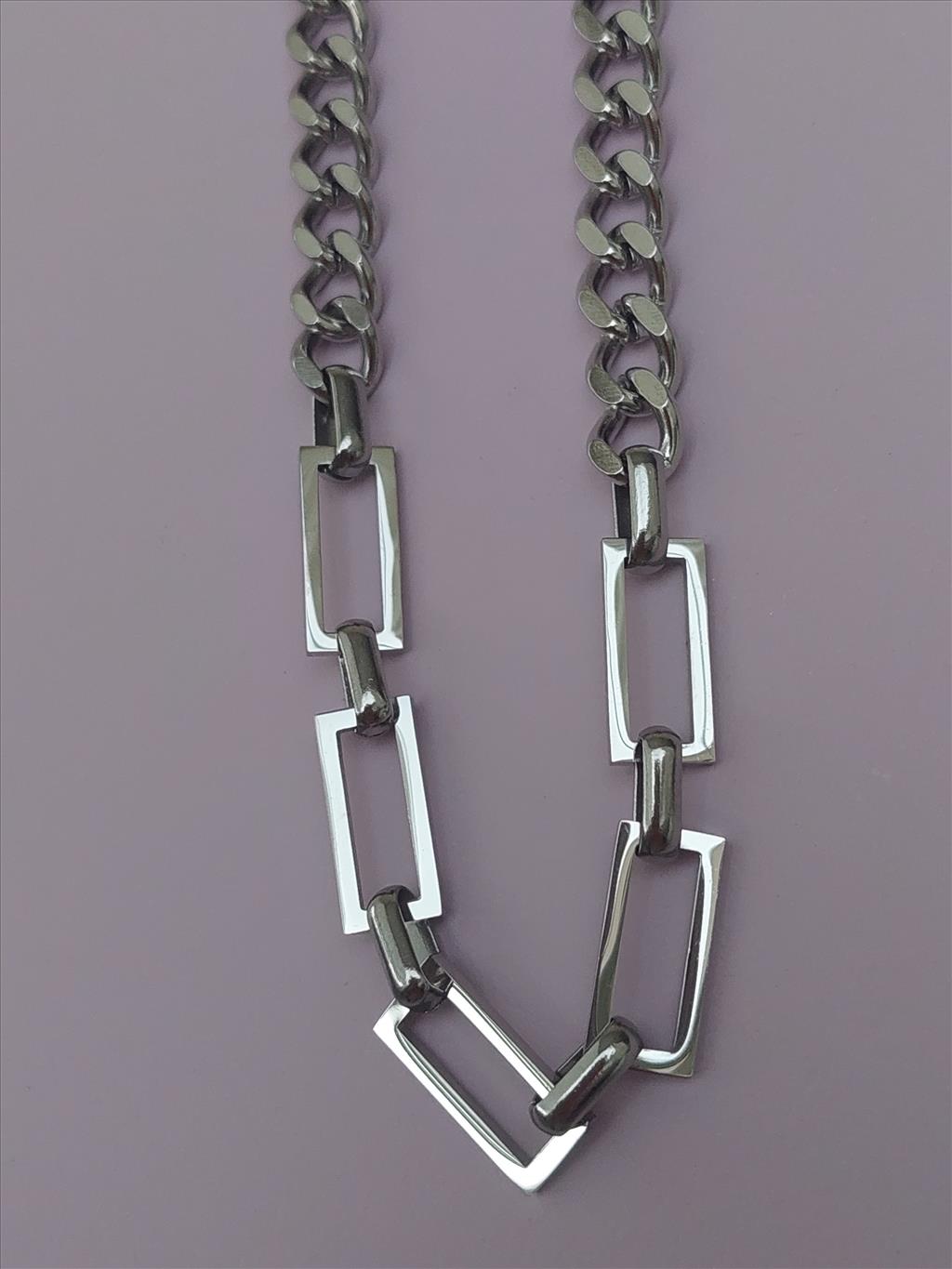 ÇELİK Geçmeli Çift Model Silver Kolye+i