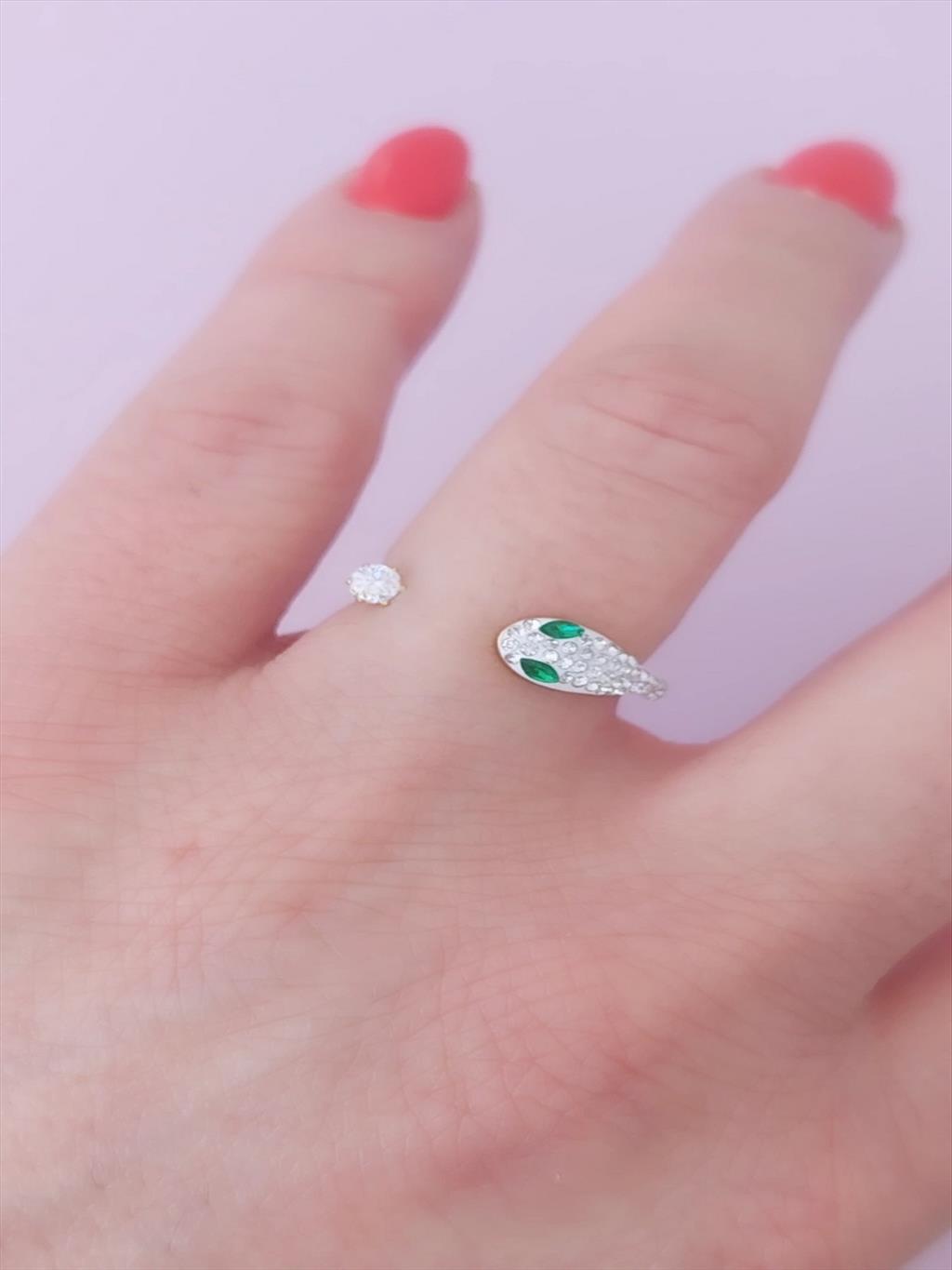 ÇELİK Snake Silver Zirkon Yüzük (Size: 16-17-18 arası ayarlanabilir)+i