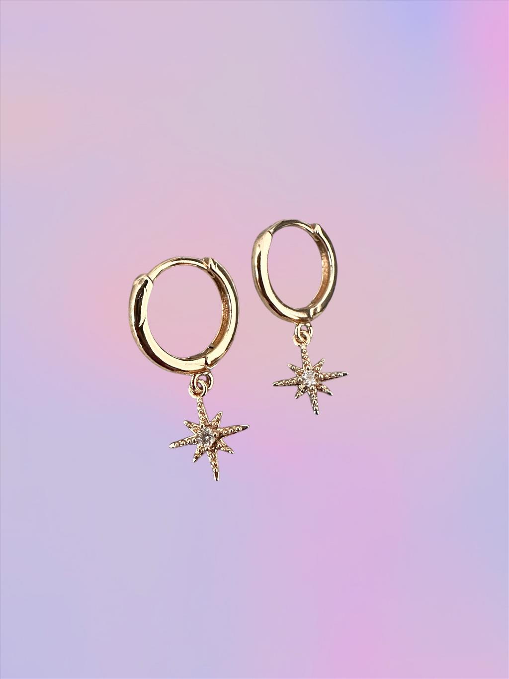 ÖZEL SERİ Zirkon Taş Mini Yıldız Gold Küpe+i