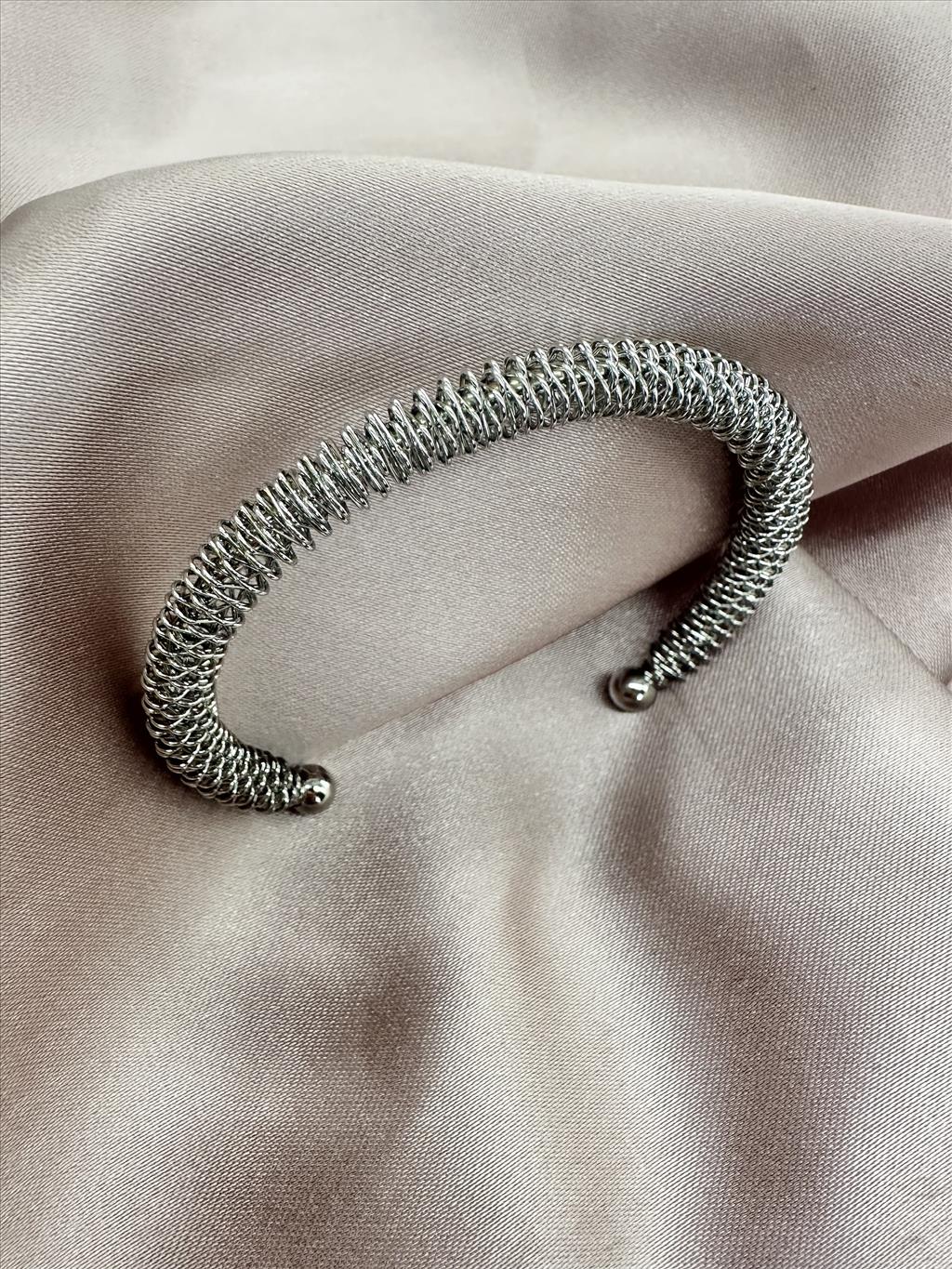 ÇELİK Tel Detay Silver Bileklik+i