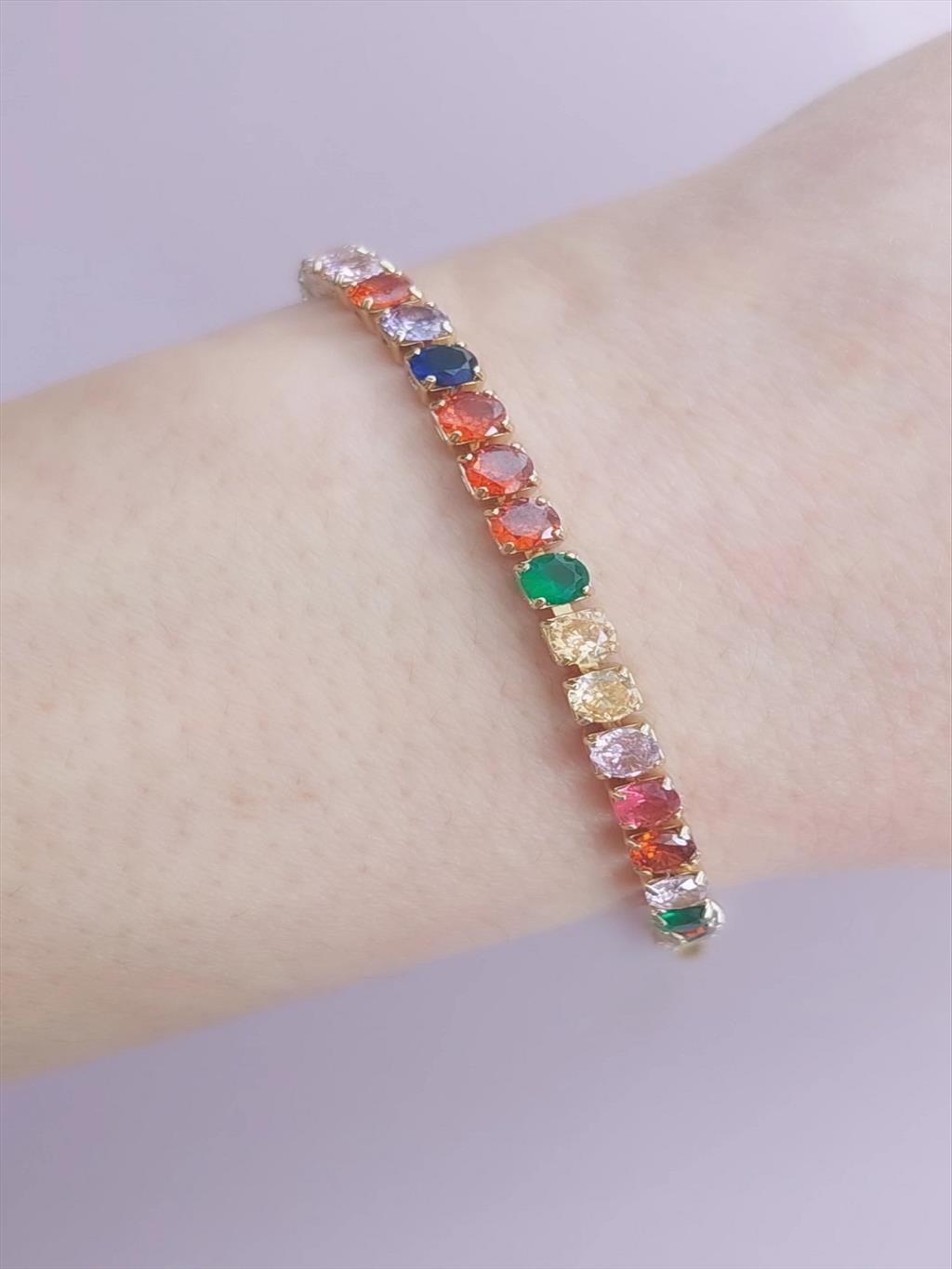 ÇELİK Renkli Su Yolu Gold Bileklik (Kalınlık: 3 mm/Uzunluk: 16-18 cm)+i