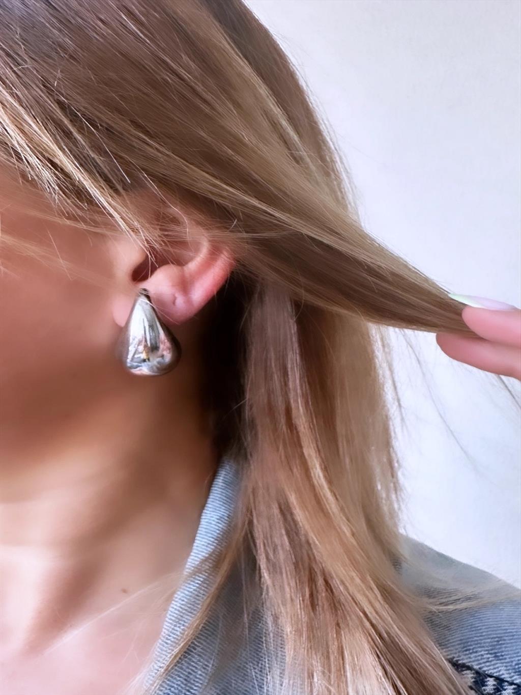ÇELİK B Marka Küçük Damla Silver Küpe+i