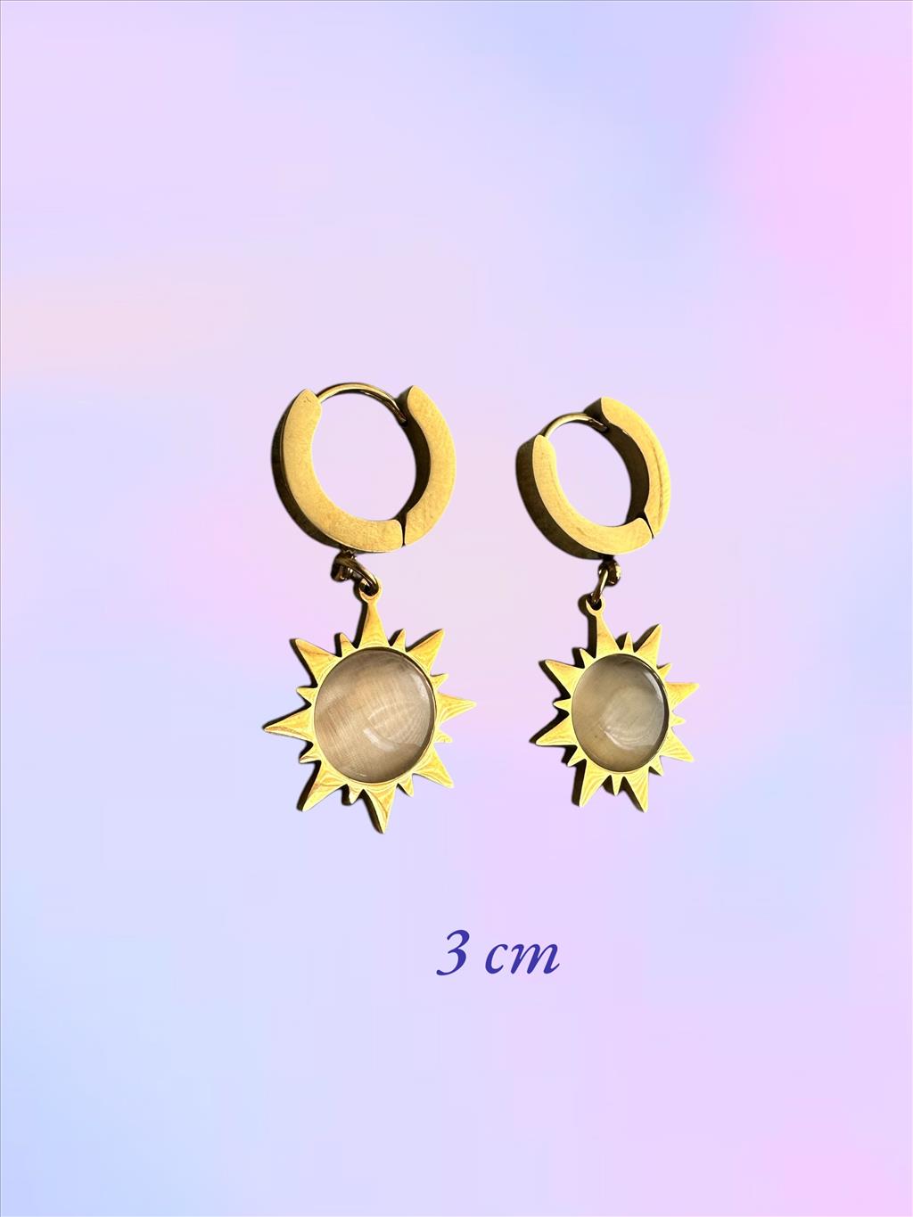 ÇELİK Sallantılı Sedef Güneş Gold Küpe+i
