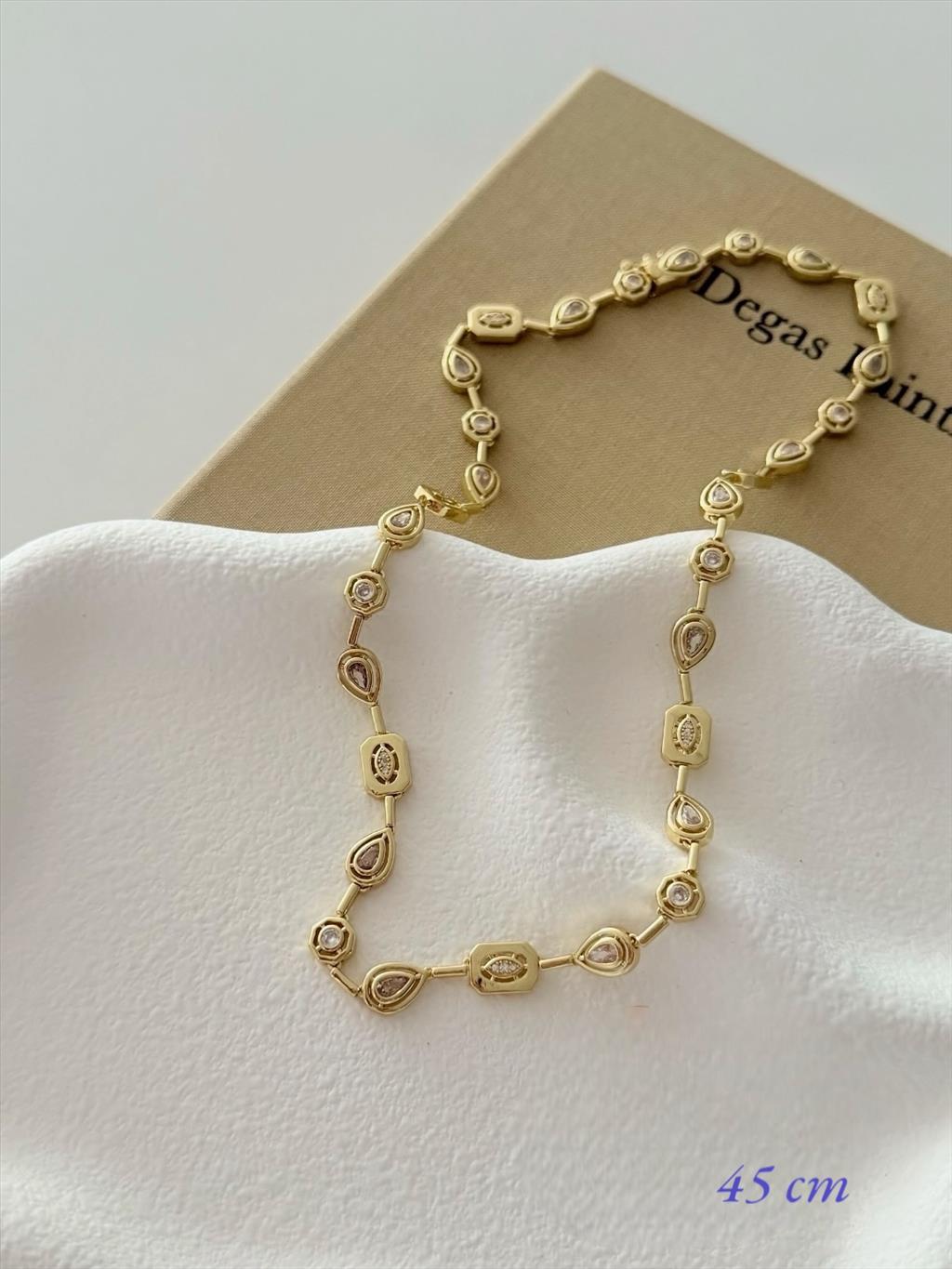 ÖZEL SERİ RODYUM Zirkon Taş Tasarım Marka Model Gold Kolye+i