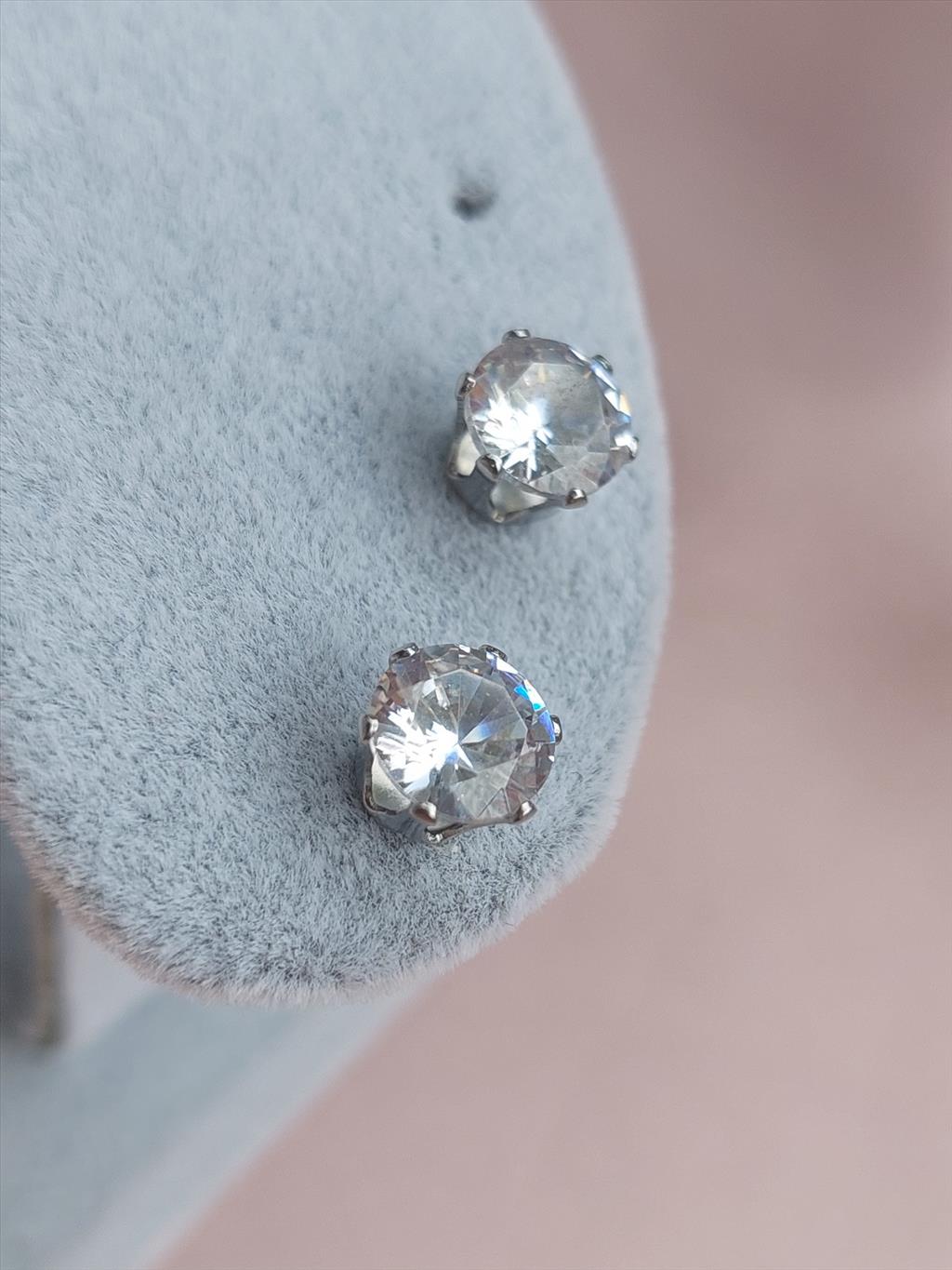 ÇELİK Beyaz İri Taş Silver Küpe+i