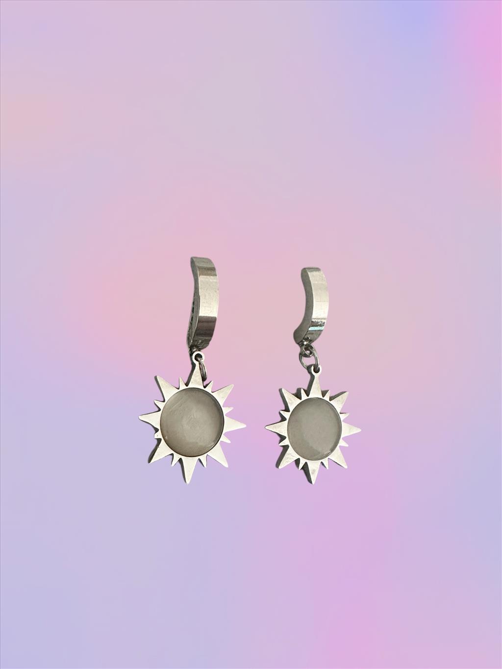 ÇELİK Sallantılı Sedef Güneş Silver Küpe+i